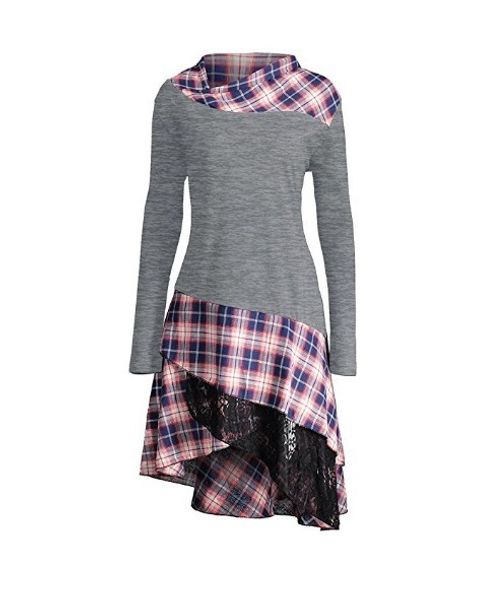 womens autumn designer floral print dresses cowl neck long sleeve plaid femaele clothing college style casual apprel, White;black
womens autumn designer floral print dresses cowl neck long sleeve plaid femaele clothing college style casual apprel, White;black