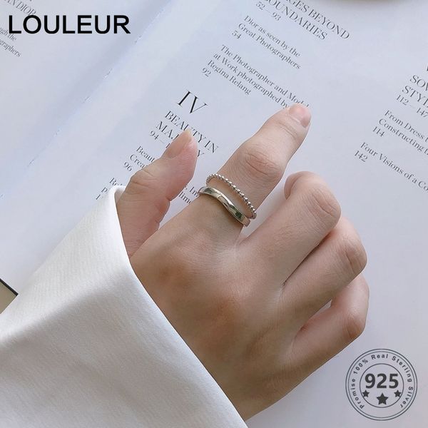 louleur real 925 silver sterling irregular rings minimalist double layer bead chain open rings for women fashion jewelry gifts, Golden;silver
louleur real 925 silver sterling irregular rings minimalist double layer bead chain open rings for women fashion jewelry gifts, Golden;silver