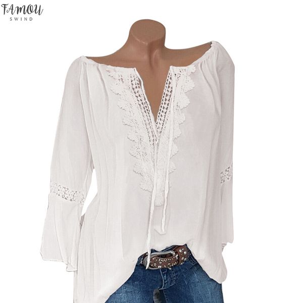 women shirts lace solid large size long sleeve v neck splice fashion trend elegant noble vogue summer blouse shirts, White
women shirts lace solid large size long sleeve v neck splice fashion trend elegant noble vogue summer blouse shirts, White