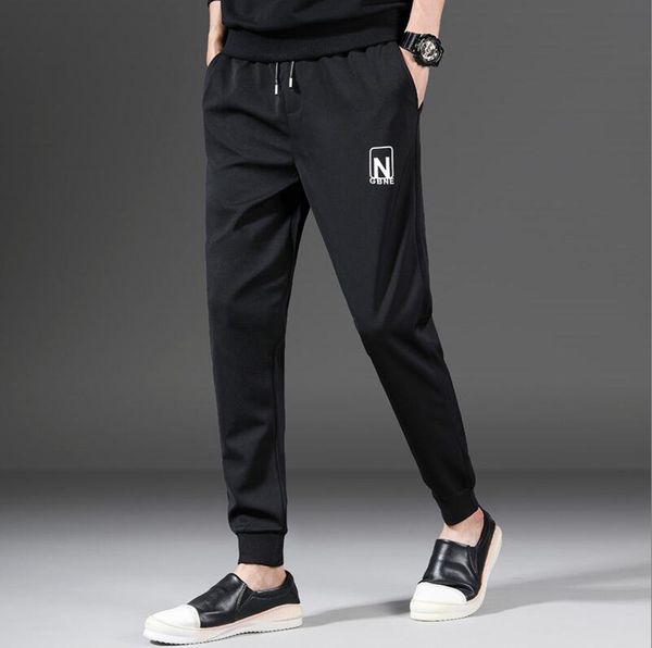 брюки мужские в стиле хип-хоп slim fit спортивные брюки-бегунки с поясом, Black