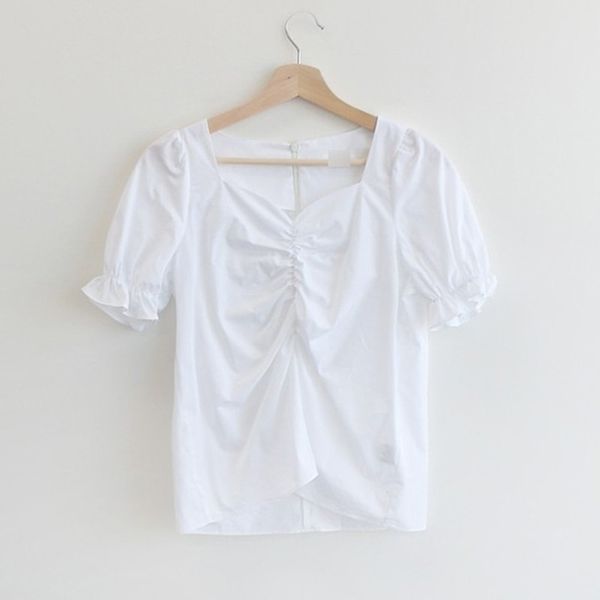 new women blouse summer solid sweet fashion pleated puff sleeve square collar young girls office lady female shirts 2020, White
new women blouse summer solid sweet fashion pleated puff sleeve square collar young girls office lady female shirts 2020, White
