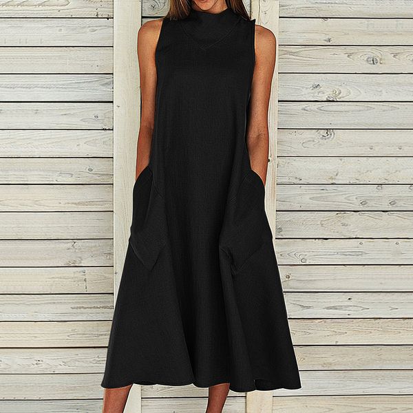 vonda summer dress 2019 women o neck sleeveless maxi long dresses casual loose party vestidos plus size elegant sundress, Black;gray
vonda summer dress 2019 women o neck sleeveless maxi long dresses casual loose party vestidos plus size elegant sundress, Black;gray