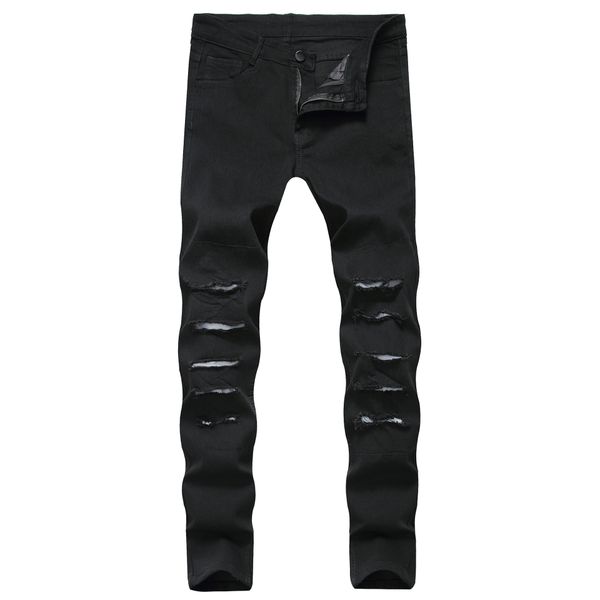 men's jeans mens streetwear elastic ripped skinny black hole reflective slim fit denim pants male fashion style trousers, Blue
men's jeans mens streetwear elastic ripped skinny black hole reflective slim fit denim pants male fashion style trousers, Blue