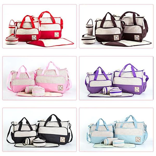 5pcs/set diaper bag suits for mom baby bottle holder mummy trolley pram nappy bag stroller maternity nappy sets
5pcs/set diaper bag suits for mom baby bottle holder mummy trolley pram nappy bag stroller maternity nappy sets