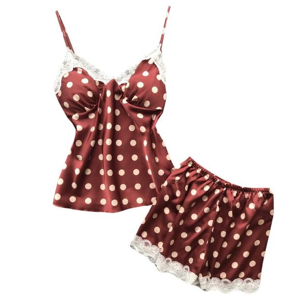 women summer pajamas set vintage polka dot printed deep v-neck camisole loose floral lace patchwork shorts sleepwear, Blue;gray
women summer pajamas set vintage polka dot printed deep v-neck camisole loose floral lace patchwork shorts sleepwear, Blue;gray