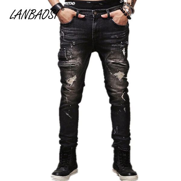 lanbaosi jeans men's ripped jeans pants casual boy's black denim pant multi pockets cotton hole torn straight cowboy trousers, Blue
lanbaosi jeans men's ripped jeans pants casual boy's black denim pant multi pockets cotton hole torn straight cowboy trousers, Blue