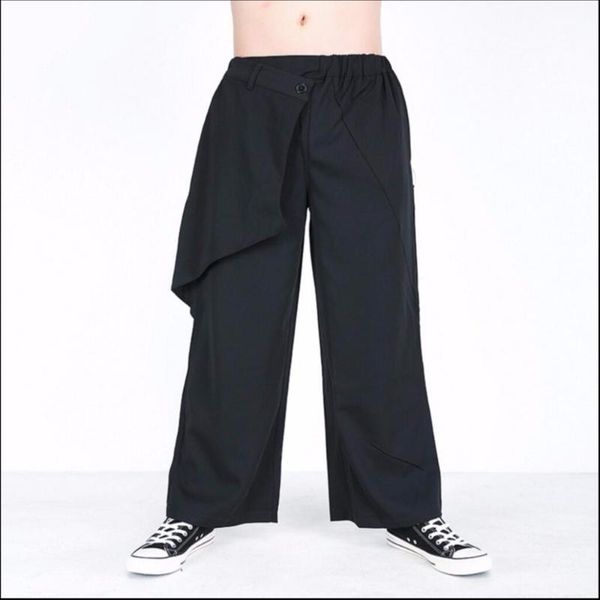2019 new spring men loose large size pure color wide leg pants elastic waist casual pants youth tube male trousers, Black
2019 new spring men loose large size pure color wide leg pants elastic waist casual pants youth tube male trousers, Black