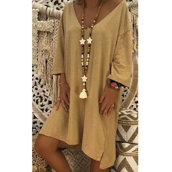 casual dresses women midi dress loose long sleeve ladies v neck plus size s vestidos, Black;gray
casual dresses women midi dress loose long sleeve ladies v neck plus size s vestidos, Black;gray