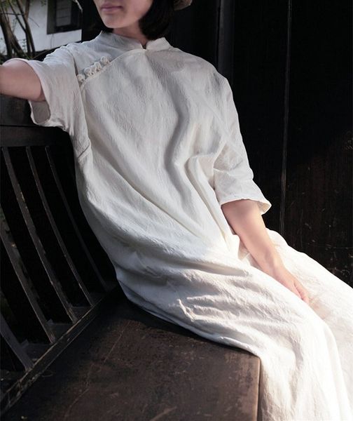 2019 chinese women traditional dress cotton linen cheongsam qipao vintage casual retro elegant zen meditation dress, Red 
2019 chinese women traditional dress cotton linen cheongsam qipao vintage casual retro elegant zen meditation dress, Red