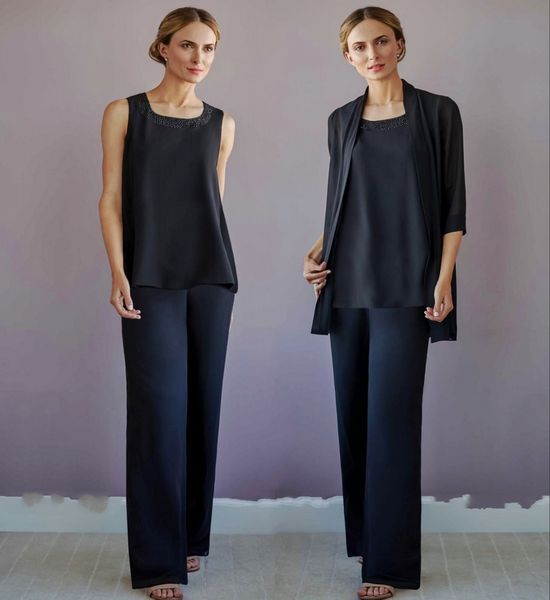 three pieces mother of the bride pants suits chiffon sequins jewel neck long sleeve mother's pant suit prom evening wear, Black;red
three pieces mother of the bride pants suits chiffon sequins jewel neck long sleeve mother's pant suit prom evening wear, Black;red