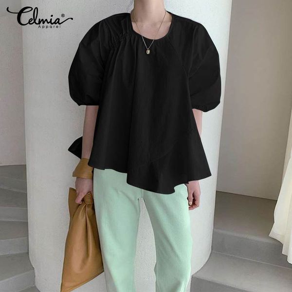 women's blouses & shirts women summer tunic celmia asymmetrical loose round collar fashion half sleeve office casual feminias 7, White
women's blouses & shirts women summer tunic celmia asymmetrical loose round collar fashion half sleeve office casual feminias 7, White