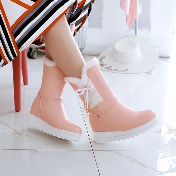 japanese sweet style winter warm mid calf boots fashion bow-tie platform increasing medium heel snow boots women's shoes, Black
japanese sweet style winter warm mid calf boots fashion bow-tie platform increasing medium heel snow boots women's shoes, Black