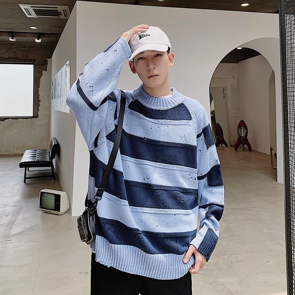 men's sweater 2019 autumn and winter new casual striped loose bottoming shirt long-sleeved sweater youth fashion men's clothing, White;black
men's sweater 2019 autumn and winter new casual striped loose bottoming shirt long-sleeved sweater youth fashion men's clothing, White;black