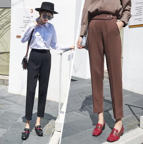 style high waist women pencil pant zipper pockets light brown female suit pants casual solid women trousers 2020 lj429, Black;white
style high waist women pencil pant zipper pockets light brown female suit pants casual solid women trousers 2020 lj429, Black;white