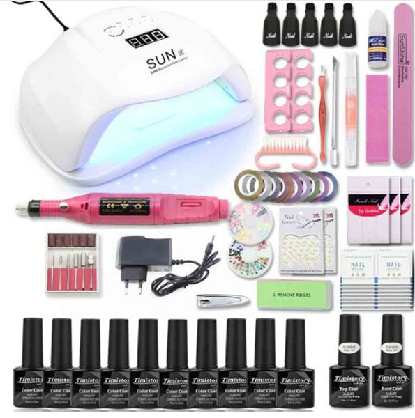 manicure set with uv led lamp 54w acrylic nail kit 20000rpm manicure machine manicure tool set choose 10 color nail gel kit
manicure set with uv led lamp 54w acrylic nail kit 20000rpm manicure machine manicure tool set choose 10 color nail gel kit