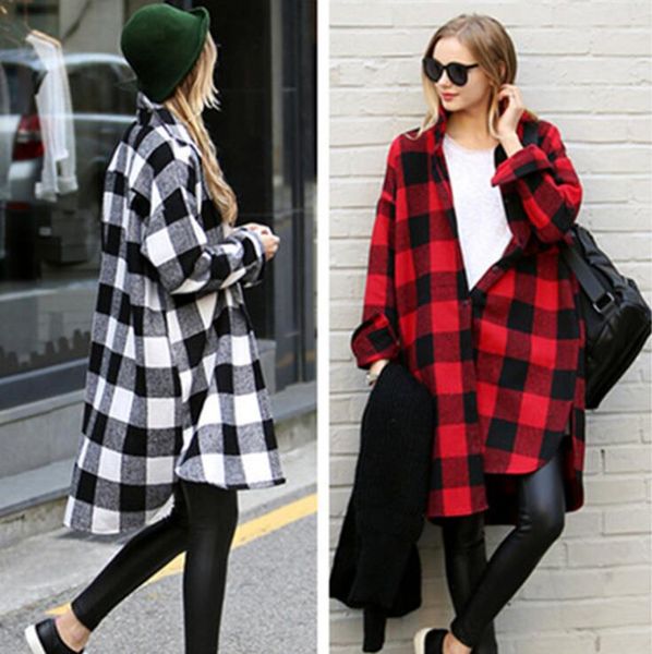 women plaid long shirts long sleeve pleated loose irregular lapel blouses spring autumn checked shirt clothing o-oa6408, White
women plaid long shirts long sleeve pleated loose irregular lapel blouses spring autumn checked shirt clothing o-oa6408, White