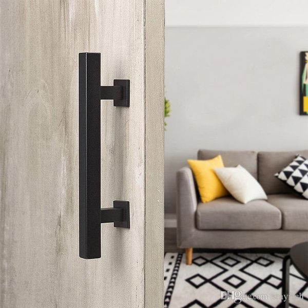 1шт черная сталь с порошковым покрытием barn door handle прицепные прямоугольные дверные ручки для ворот входа межкомнатных дверей