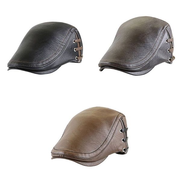 faux leather men newspaper cap winter warm beret british gentleman flat hat duckbill visor outdoor golf hat, Black
faux leather men newspaper cap winter warm beret british gentleman flat hat duckbill visor outdoor golf hat, Black