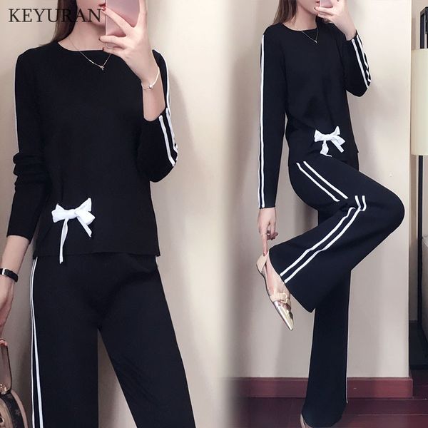 casual bow sweater sets womens long sleeve knitted pullovers and wide leg pants plus size loose two piece suits tracksuits, Gray
casual bow sweater sets womens long sleeve knitted pullovers and wide leg pants plus size loose two piece suits tracksuits, Gray