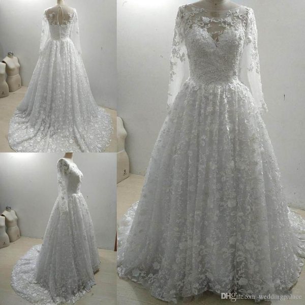 2018 new elegant long sleeves a-line wedding dresses jewel neck lace appliques popular bridal gowns with buttons, White
2018 new elegant long sleeves a-line wedding dresses jewel neck lace appliques popular bridal gowns with buttons, White