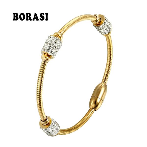 borasi stainless steel bracelet surface three oval crystals bracelet bangle cubic zircon gold color charm for women new, Black
borasi stainless steel bracelet surface three oval crystals bracelet bangle cubic zircon gold color charm for women new, Black