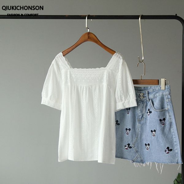 qiukichonson vintage style square neck summer short sleeve shirt women embroidered hollow out cotton blouse white
qiukichonson vintage style square neck summer short sleeve shirt women embroidered hollow out cotton blouse white