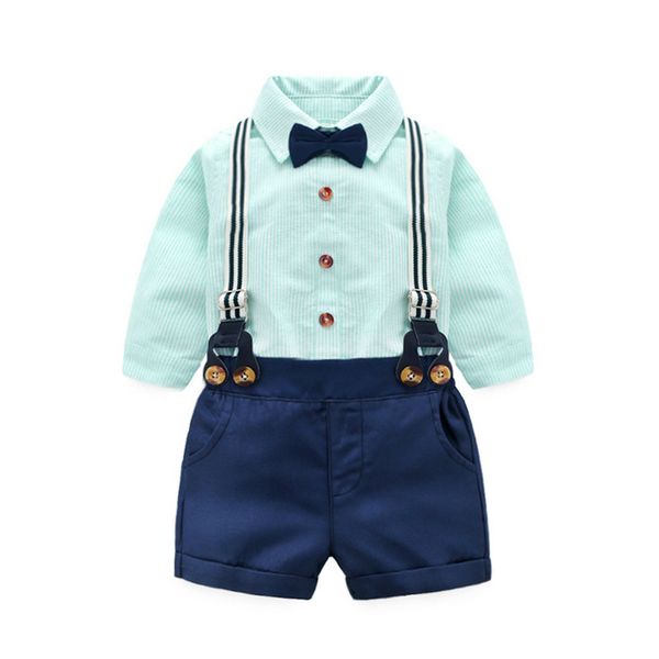 2 pieces children's clothing boy gentleman shirt suspenders pants baby long sleeve lapel cardigan suit kids shirt, White
2 pieces children's clothing boy gentleman shirt suspenders pants baby long sleeve lapel cardigan suit kids shirt, White