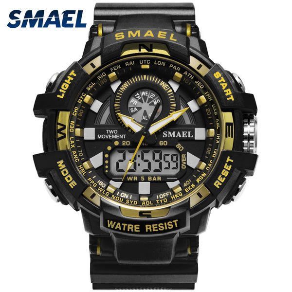 

big men watch sport s shock resitant sport watches saat digital clock new military watch waterproof 50m 1557a men military army, Slivery;brown