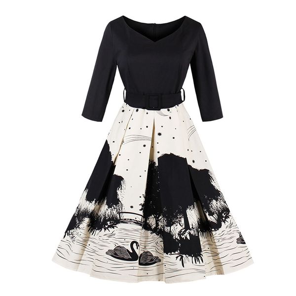 plus size swan print vintage dress women 3/4 sleeve autumn dresses 2020 ladies belt tunic big swing women dresses party wear, Black;gray
plus size swan print vintage dress women 3/4 sleeve autumn dresses 2020 ladies belt tunic big swing women dresses party wear, Black;gray