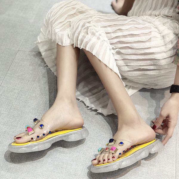 luxury designer women shoes designer slippers transparent color rivet platform slide lady studded anti-skid thick bottom fashion, Black
luxury designer women shoes designer slippers transparent color rivet platform slide lady studded anti-skid thick bottom fashion, Black