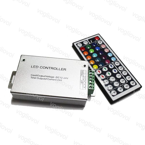 Rgb Controller Aluminium Receiver 144w 288w Dc12v-24v 24a 44key Rf Wireless Remote Dimmer For 5050 3528 Rgb Flexible Strip Light Dhl