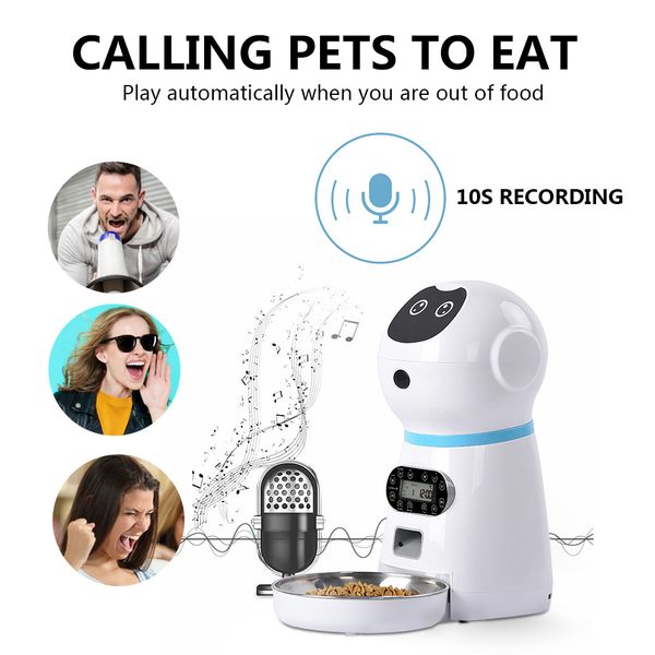 automatic cat feeder pet feeder 3.5l food dispenser for medium and large cats dogs with wi-fi programmable record
automatic cat feeder pet feeder 3.5l food dispenser for medium and large cats dogs with wi-fi programmable record