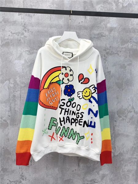 19ss winter new luxurious brands design rainbow sleeves graffiti print sweater pullover men women outdoor streetwear sweatshirt hoodies, Blue;black
19ss winter new luxurious brands design rainbow sleeves graffiti print sweater pullover men women outdoor streetwear sweatshirt hoodies, Blue;black