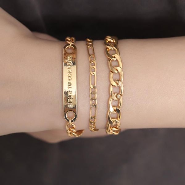charm bracelets youvanic 3pcs/ set punk layered gold silver cuban link bracelet for women personalized letter tag bangeles 0278, Golden;silver
charm bracelets youvanic 3pcs/ set punk layered gold silver cuban link bracelet for women personalized letter tag bangeles 0278, Golden;silver