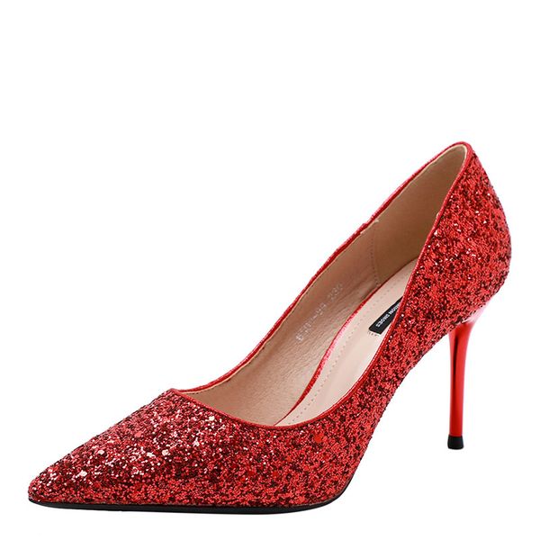 wedding shoes womens single shoes shallow sequins tip high-heeled fine-heeled 2019 new women's fashion spring summer, Black;white
wedding shoes womens single shoes shallow sequins tip high-heeled fine-heeled 2019 new women's fashion spring summer, Black;white