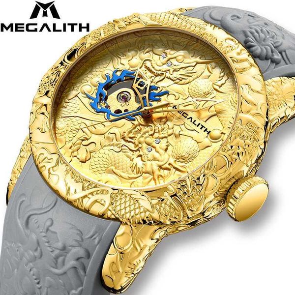 megalith automatic mechanical watches gold dragon sculpture men watch fashion waterproof silicone strap clock erkek kol saati, Slivery;brown
megalith automatic mechanical watches gold dragon sculpture men watch fashion waterproof silicone strap clock erkek kol saati, Slivery;brown