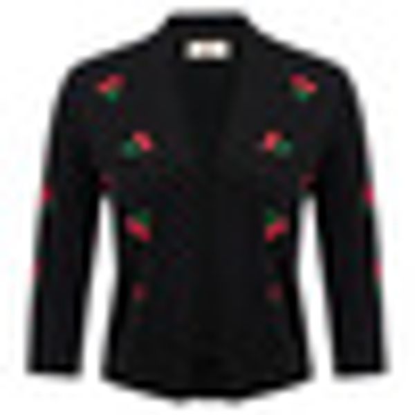 formal cardigan office party ladies 3/4 sleeve coat womens open front cropped embroidery cherries print new, Black;brown
formal cardigan office party ladies 3/4 sleeve coat womens open front cropped embroidery cherries print new, Black;brown