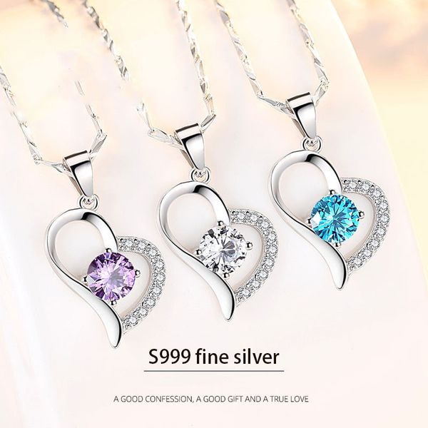 s999 silver necklace female short pendant crystal heart-shaped full silver jewelry clavicle chain japanese and korean version birthday gift
s999 silver necklace female short pendant crystal heart-shaped full silver jewelry clavicle chain japanese and korean version birthday gift