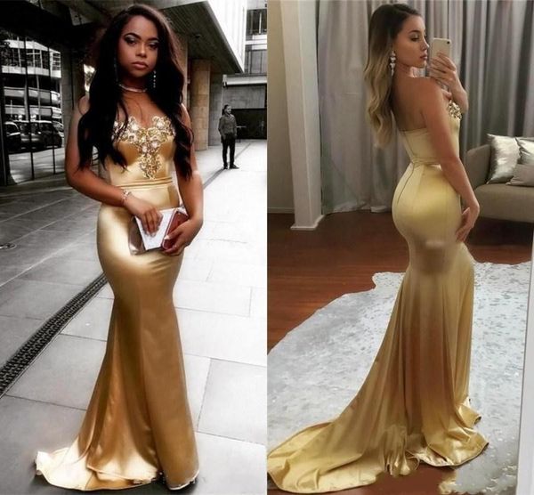 New Arrival Gorgeous Strapless Mermaid Gold Long Prom Dresses 2019 Lace Applique Crystals Sweep Train Formal Party Evening Gowns
New Arrival Gorgeous Strapless Mermaid Gold Long Prom Dresses 2019 Lace Applique Crystals Sweep Train Formal Party Evening Gowns