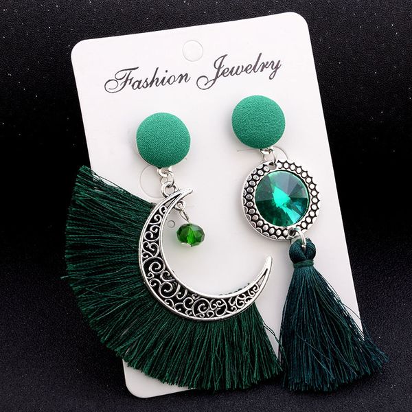 fashion crystal carved sun moon asymmetric geometry statement tassel earrings for women wedding party boho long fringed jewelry, Silver
fashion crystal carved sun moon asymmetric geometry statement tassel earrings for women wedding party boho long fringed jewelry, Silver