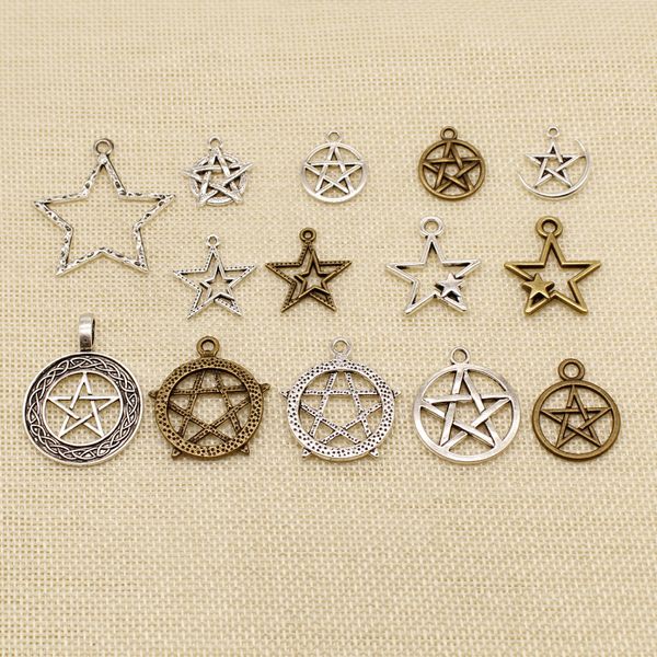 40 pieces charm for making jewelry diy hollow five-pointed star connection hj212, Bronze;silver
40 pieces charm for making jewelry diy hollow five-pointed star connection hj212, Bronze;silver