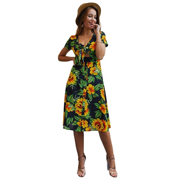 original design women's summer 2020 new printed floral bandage oversize dress, Black;gray
original design women's summer 2020 new printed floral bandage oversize dress, Black;gray