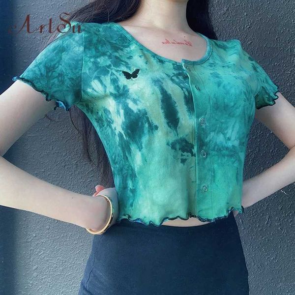 women's t-shirt tie dye butterfly print short sleeve croppped women summer casual button cotton crop tees shirt, White
women's t-shirt tie dye butterfly print short sleeve croppped women summer casual button cotton crop tees shirt, White