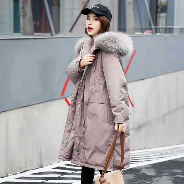 thicken white duck down jacket female fashion 2019big fur collar raccoon fur warm coats long women's down outwear overcoat loose, Black
thicken white duck down jacket female fashion 2019big fur collar raccoon fur warm coats long women's down outwear overcoat loose, Black