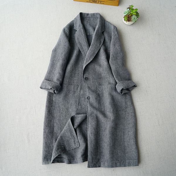 spring autumn women all-match casual loose plus size japanese style brief comfortable linen trench coats, Tan;black
spring autumn women all-match casual loose plus size japanese style brief comfortable linen trench coats, Tan;black