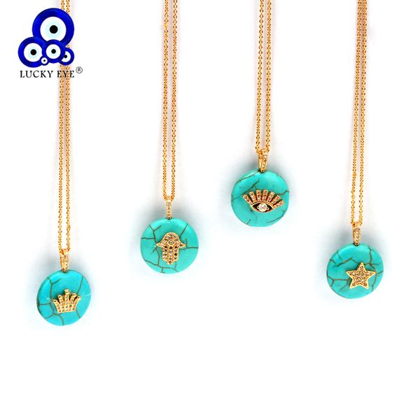lucky eye turquoise pendant necklace gold color chain hamsa hand crown star evil eye necklace jewelry for women female ey6442, Silver
lucky eye turquoise pendant necklace gold color chain hamsa hand crown star evil eye necklace jewelry for women female ey6442, Silver