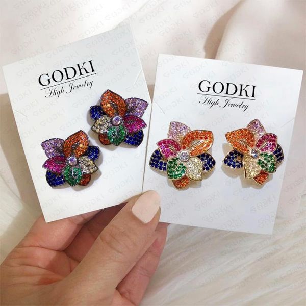 godki spring color flowers stud earrings for women wedding cubic zirconia dubai bridal earring jewelry accessories 2020, Golden;silver
godki spring color flowers stud earrings for women wedding cubic zirconia dubai bridal earring jewelry accessories 2020, Golden;silver