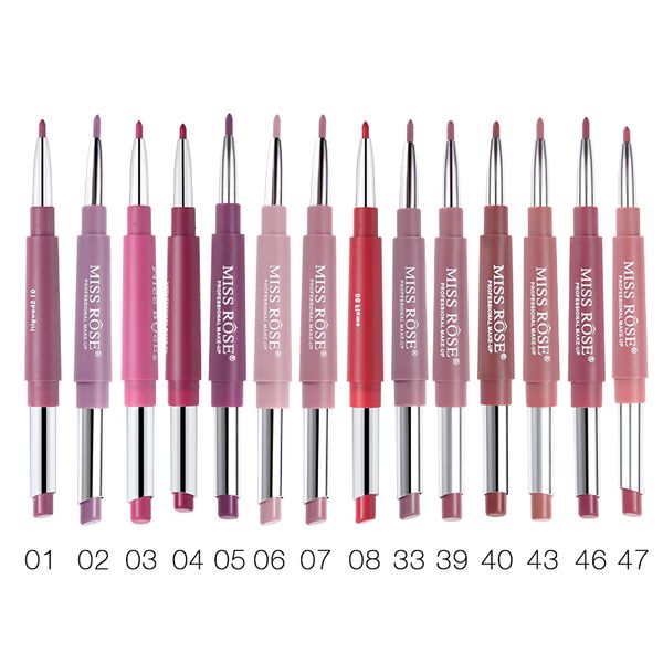 miss rose brand 14 colorspstick lipstick dual velvet matte batom waterproof nude lip liner long-wearing makeup tool
miss rose brand 14 colorspstick lipstick dual velvet matte batom waterproof nude lip liner long-wearing makeup tool