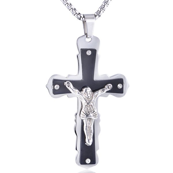 2020 z122 new korean fashion punk domineering titanium steel cross necklace men's jesus fashion men's pendant, Silver
2020 z122 new korean fashion punk domineering titanium steel cross necklace men's jesus fashion men's pendant, Silver