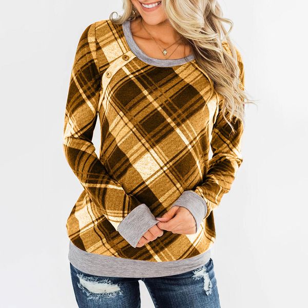new round neck printed plaid pullover long sleeve women's sweatershirts in autumn 2019 yellow red gray green burgundy blue, Black
new round neck printed plaid pullover long sleeve women's sweatershirts in autumn 2019 yellow red gray green burgundy blue, Black